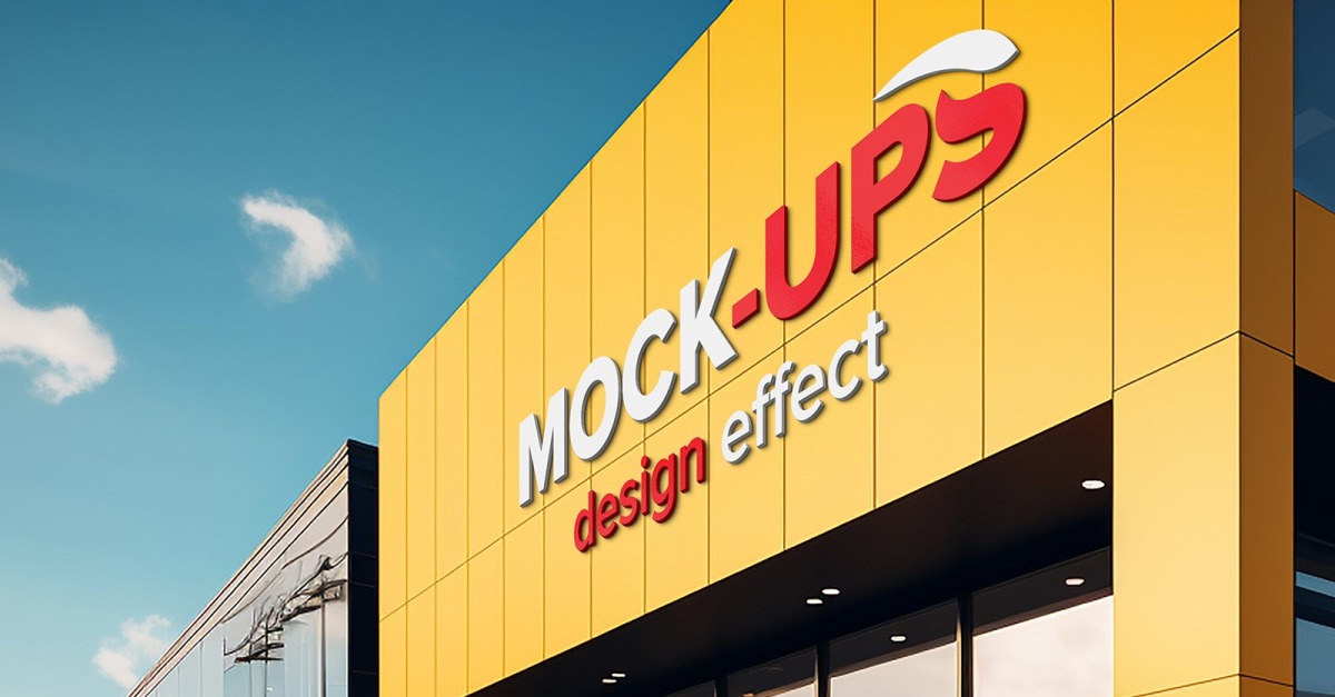 Facade sign 3d realistic storefront sign mockup