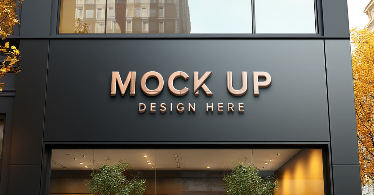 3d logo mockup corporation building sign psd