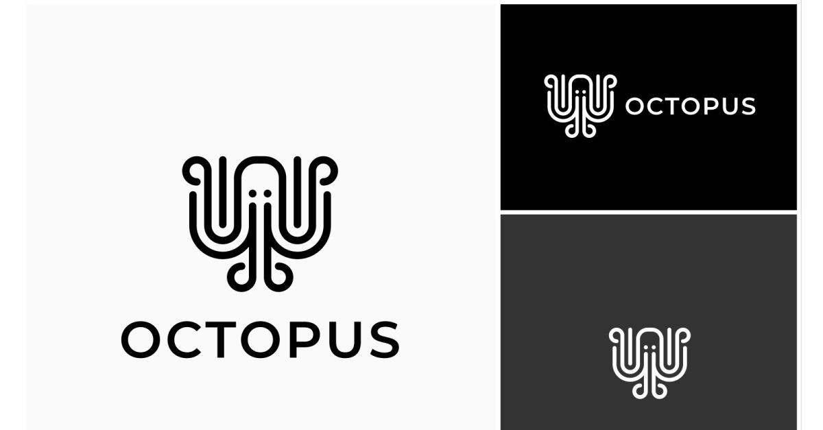 Octopus Squid Tentacle Line Art Logo - TemplateMonster