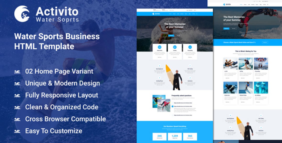 Activito - Water Sports Business HTML Template.