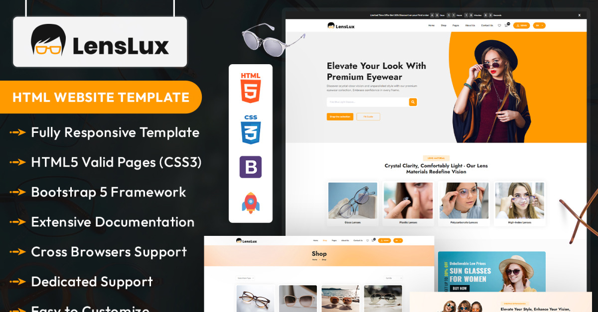 Modèle de site Web HTML LensLux #424607 - TemplateMonster
