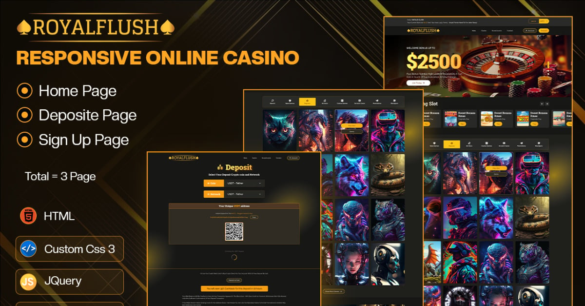 RoyalFlush – Responsive Online Casino, Gambling & Betting Website HTML Template