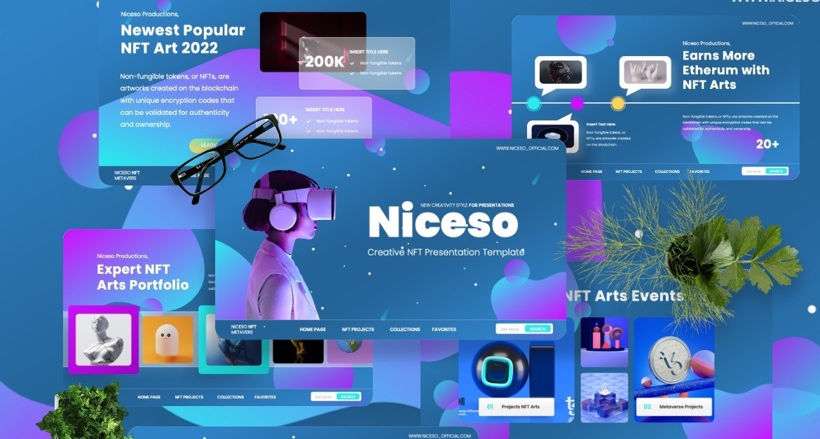 Niceso - Modèle Powerpoint NFT créatif - TemplateMonster