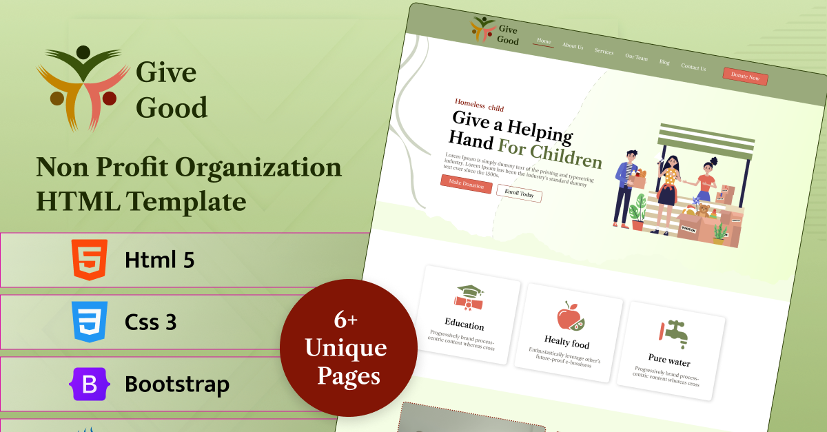 Give Good Non Profit Organization HTML5 Website template