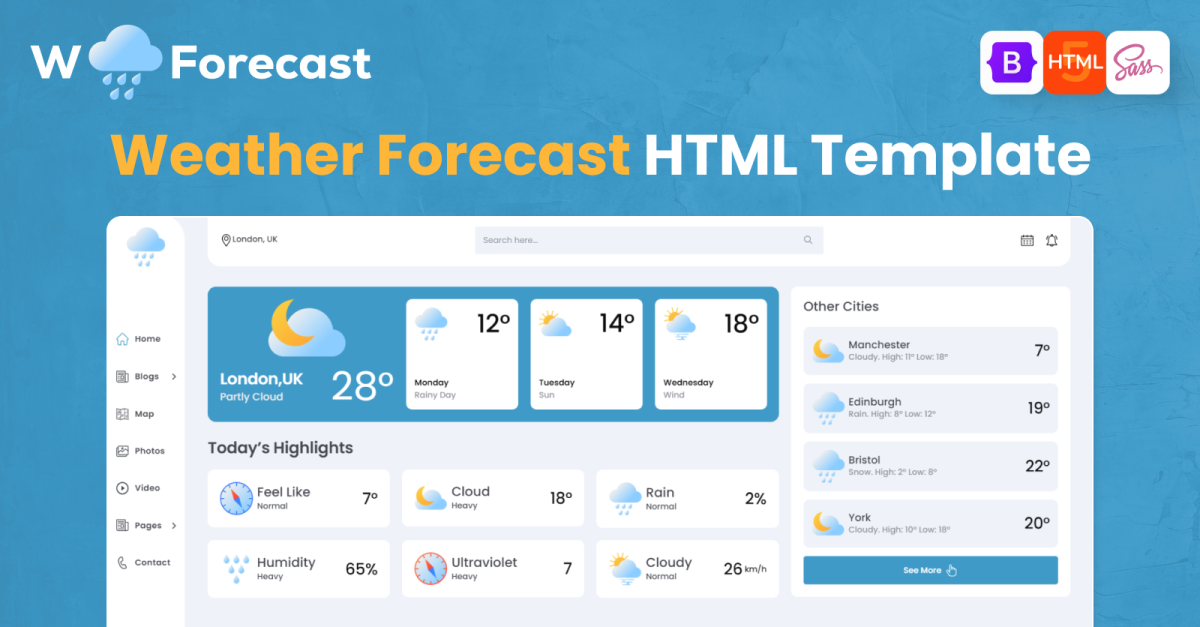 Weather Forecast - Comprehensive Weather Forecasting Responsive HTML Bootstrap Template