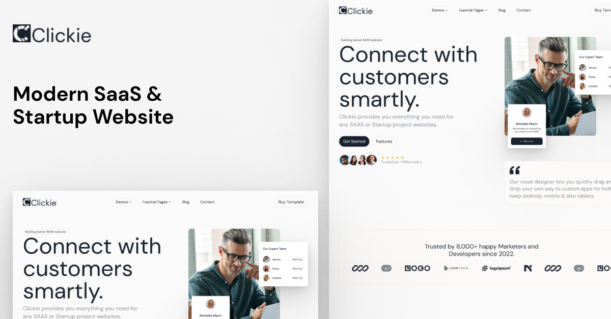 Clickie - Modern SaaS & Startup Website Figma Template
