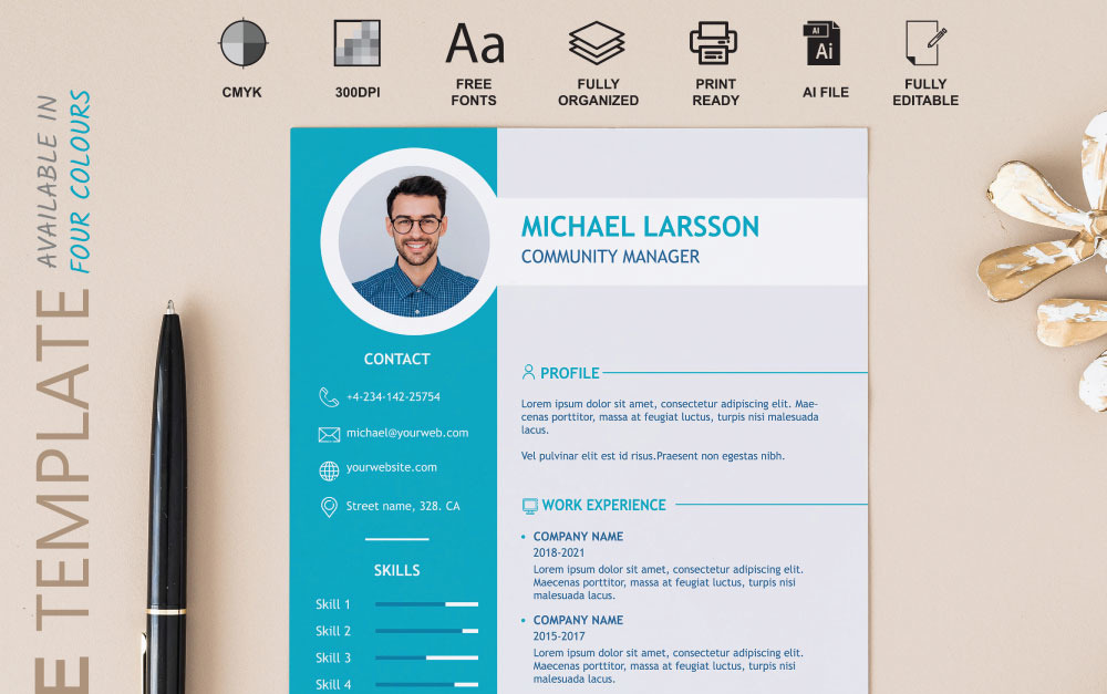 Modern Job Resume Template #431217 - TemplateMonster