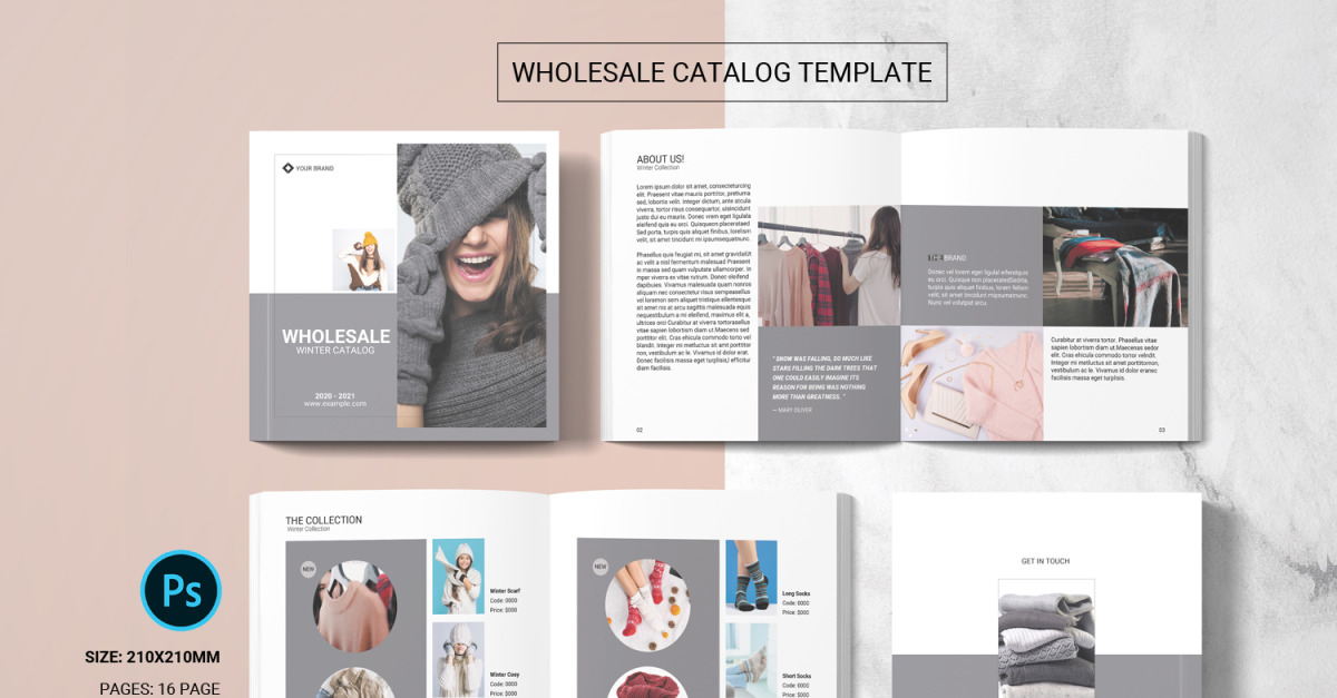 Plantilla de catálogo de productos al por mayor. Plantilla de Adobe