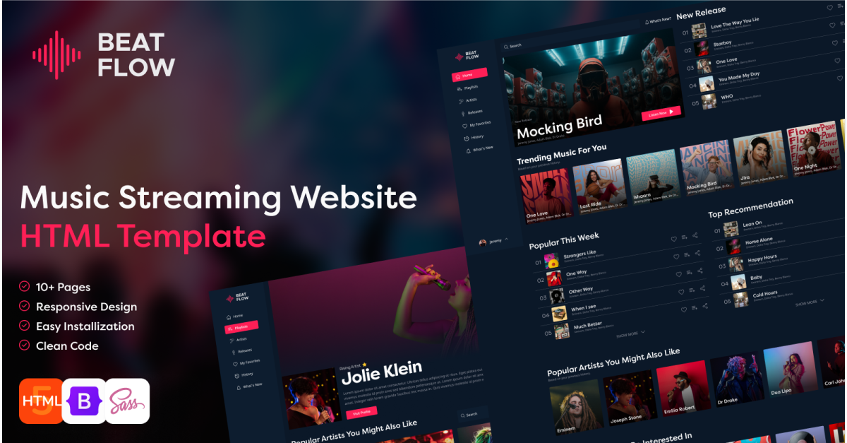 BeatFlow: Ultimate Music HTML Template for Bands and Artists