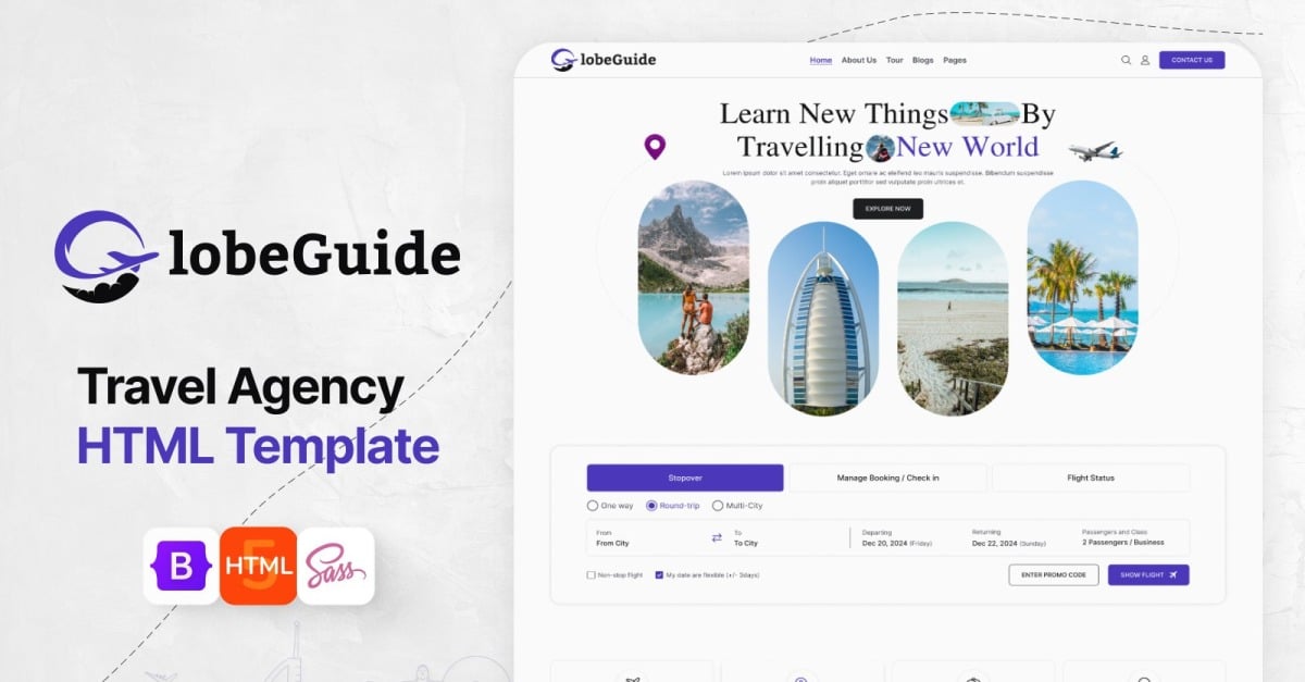 Globe Guide: Online Travel & Tour Agency HTML Website Template