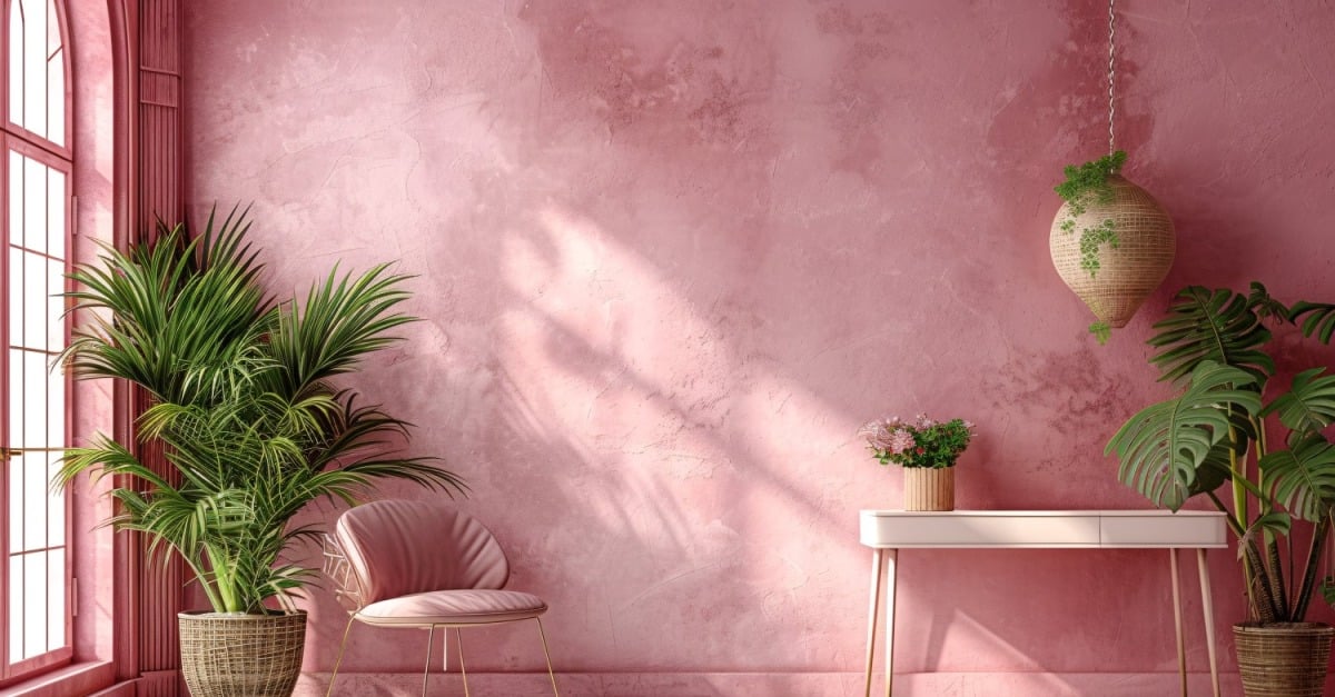 Design Minimaliste Avec Bureau Et Vase Plantes Sur Mur Rose 56 design-minimaliste-avec-bureau-et-vase-plantes-sur-mur-rose-56
