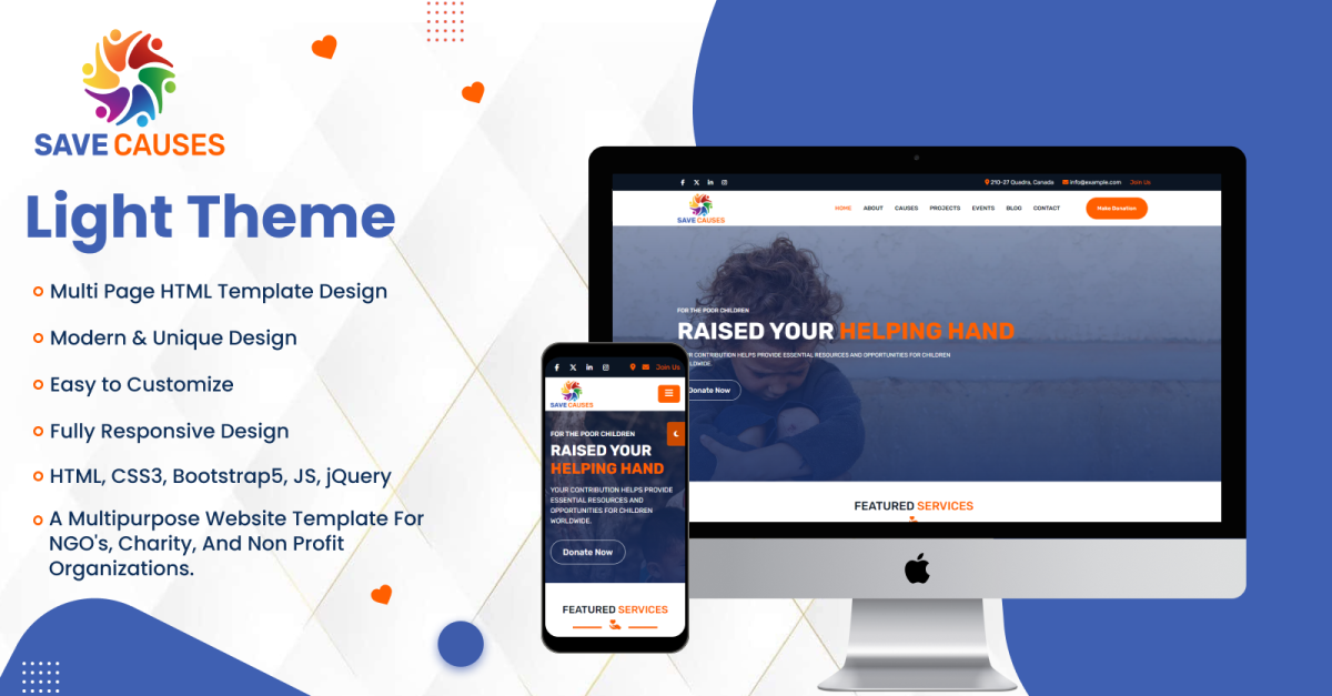 Save Causes NGO Multipage HTML and Bootstrap5 Website Template