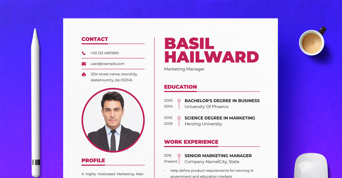 Modern CV Resume Template #439944 - TemplateMonster