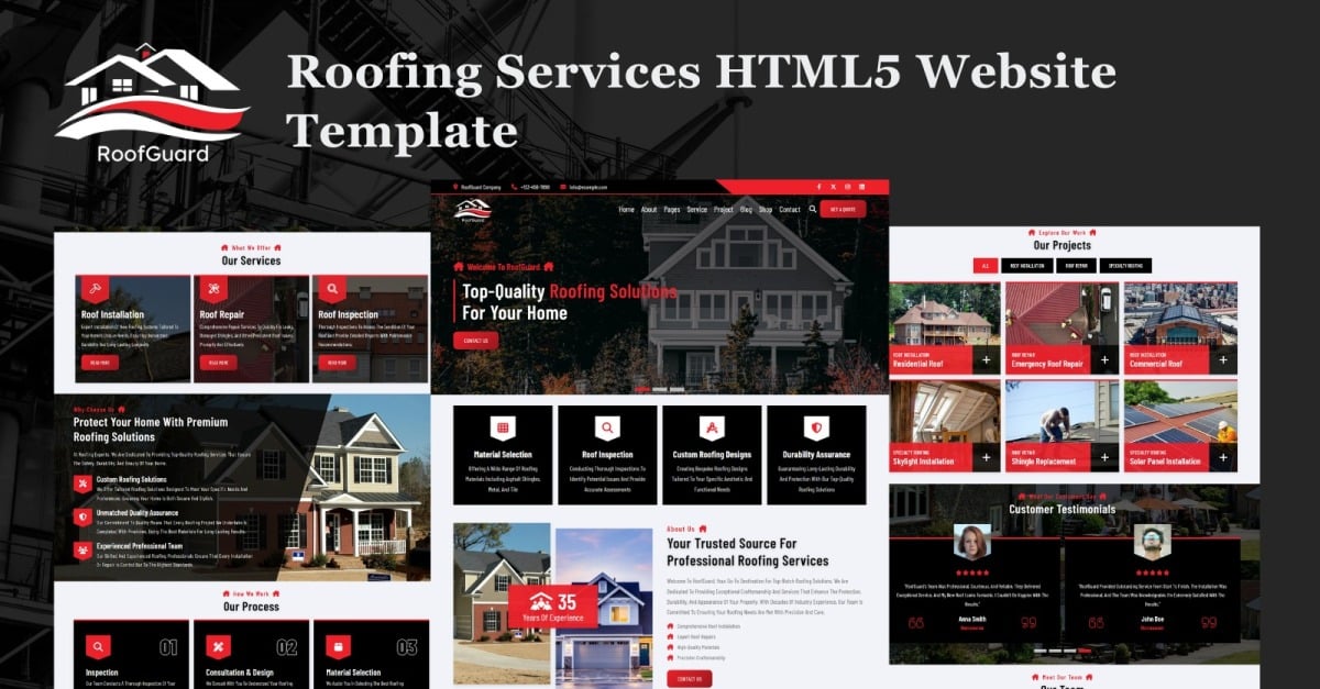 RoofGuard - Roofing Services HTML5 Website Template