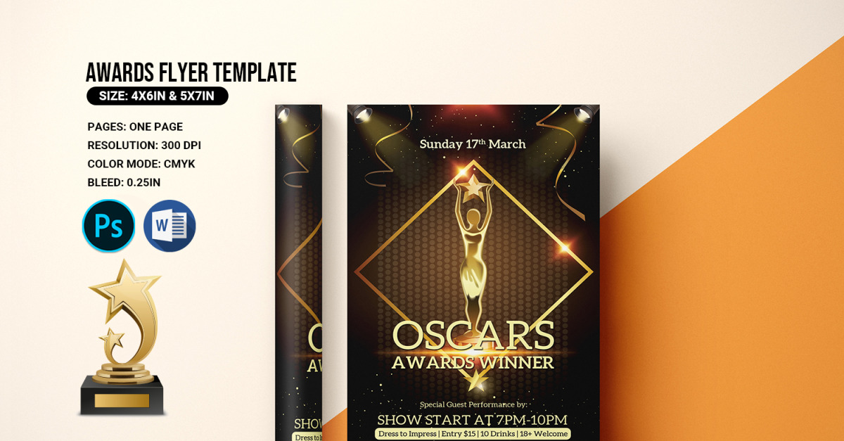 Oscar Award Night Flyer Template #446552 TemplateMonster