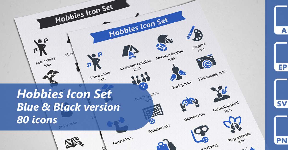 Hobbies Icon Set Template #446613 - TemplateMonster