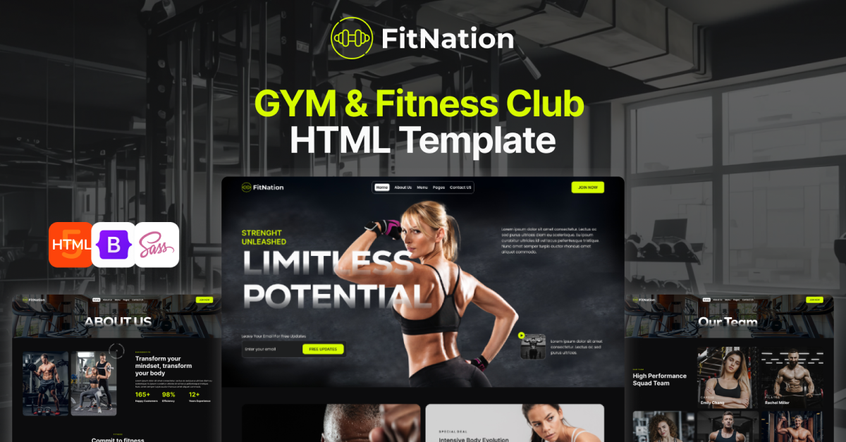 Fit Nation- Gym & Fitness Club HTML5 Responsive Template