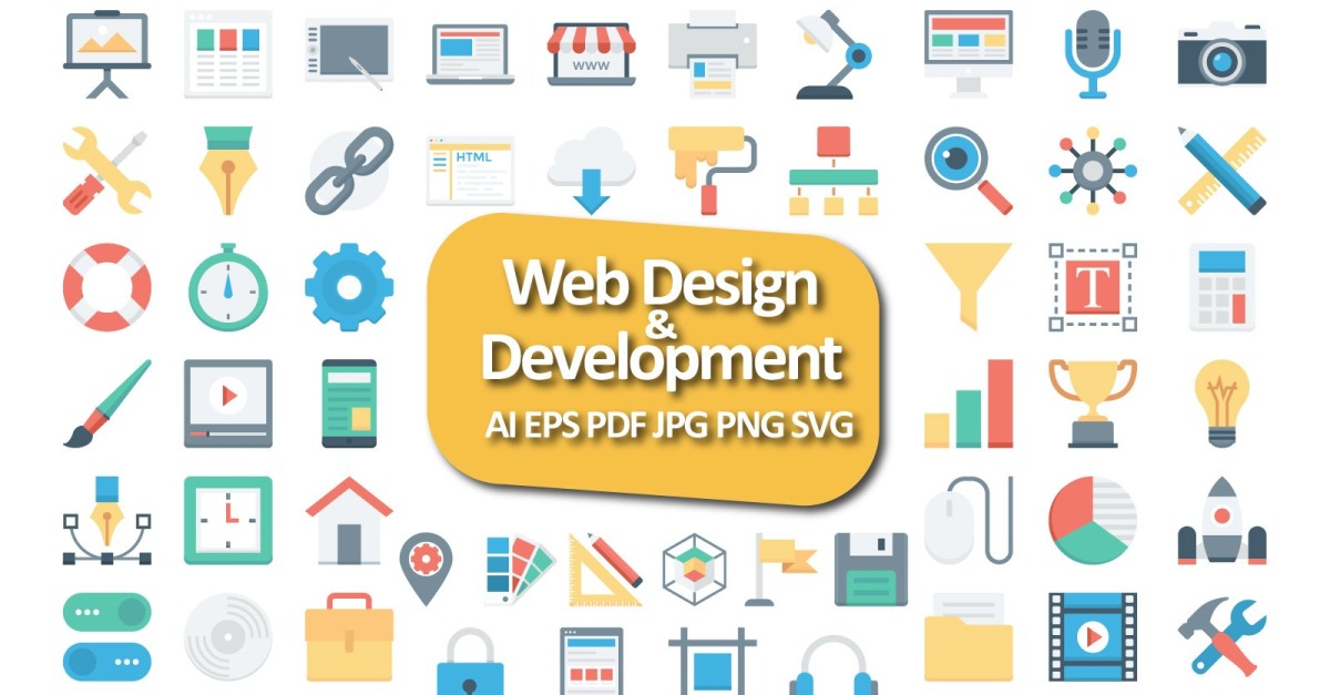 Paquete de iconos de diseño y desarrollo web
