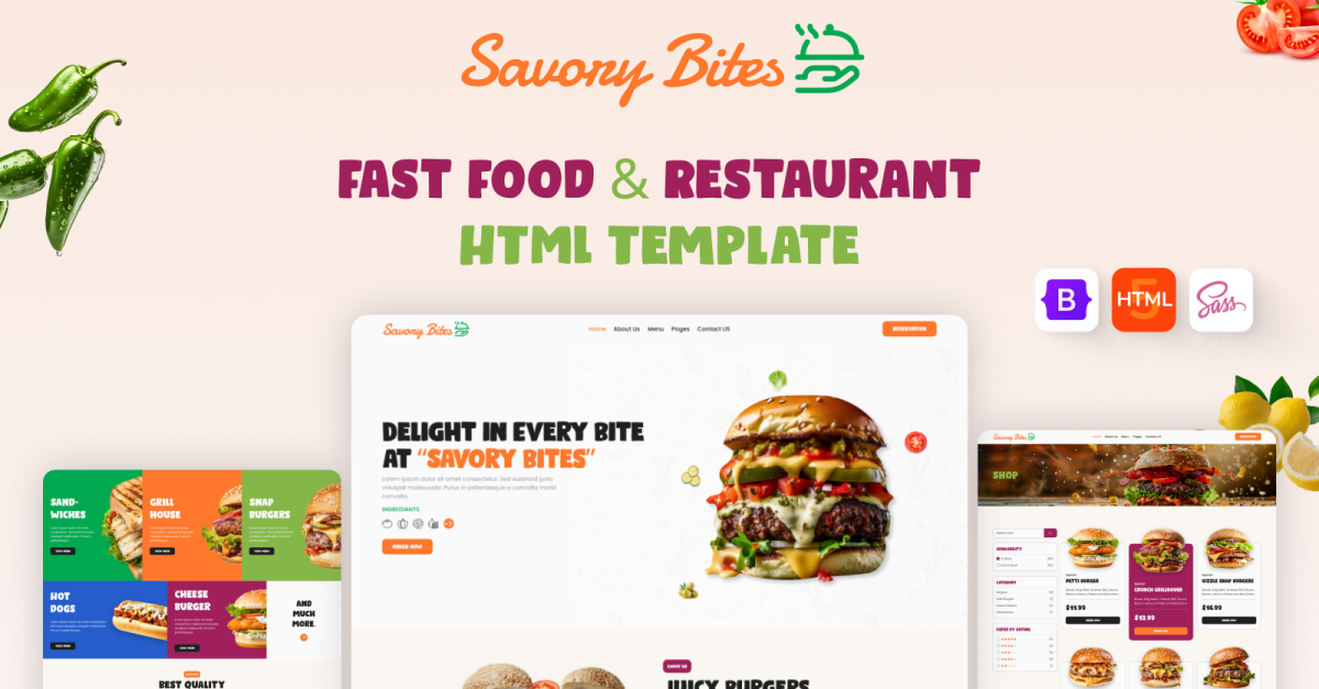 Savory Bites - Fast Food and Restaurant HTML Website Template