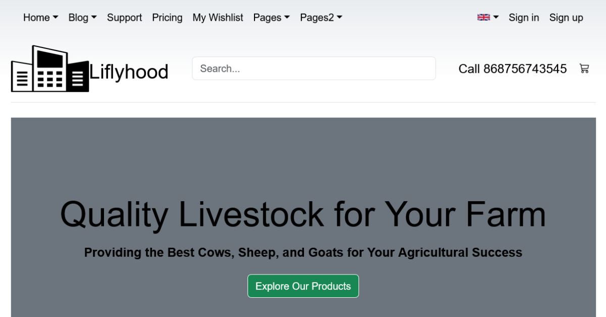 Liflyhood - Complete Farm Animal Product Display Responsive Website Template