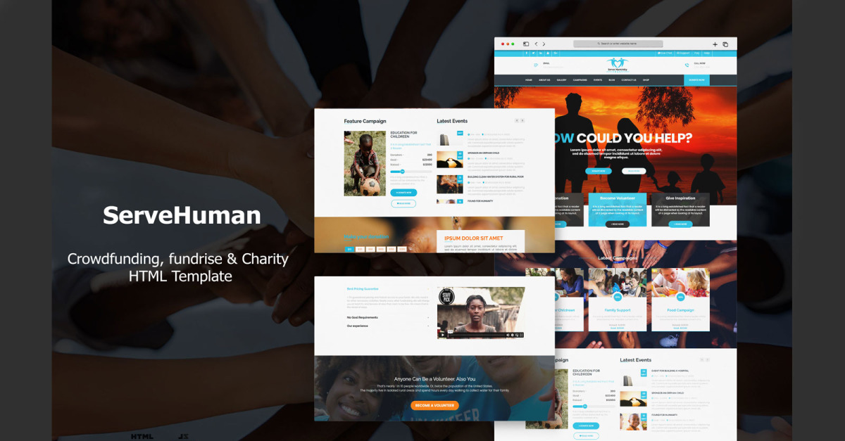 Servehuman - Responsive Charity Bootstrap Theme with RTL Arabic Support