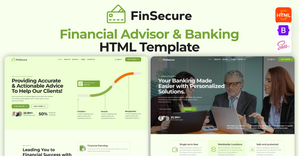 Finsecure - Finance Advisor, Business Consulting and Investment Management HTML Template