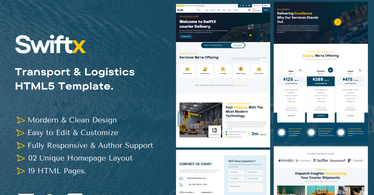 SwiftX - Courier Service and Delivery Modern HTML Website Template