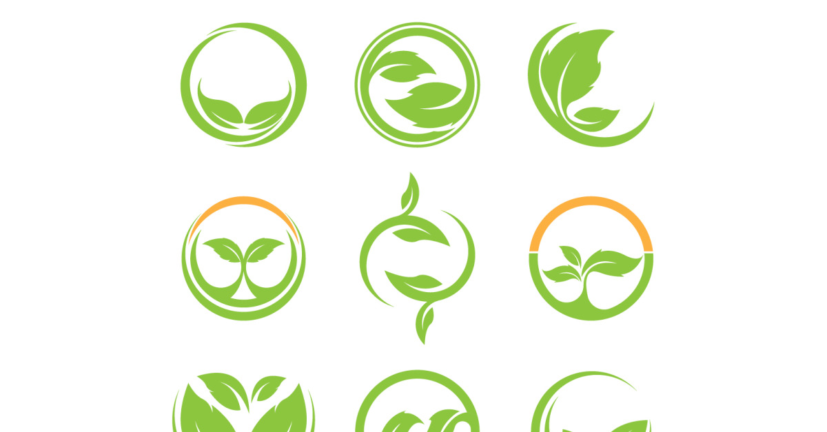 Green leaf tree element logo icon vector template version 6