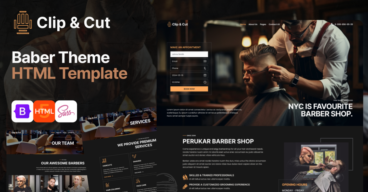 Clip and Cut - Barbershop and Hair Salon HTML Template