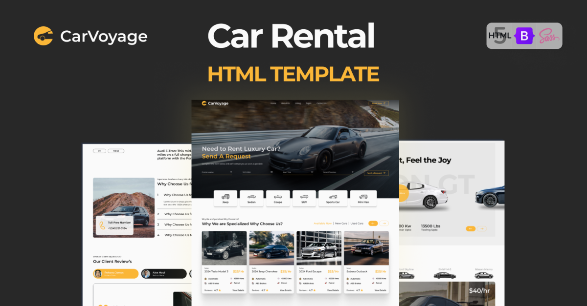 Carvoyage - Car Rental and Booking HTML Template