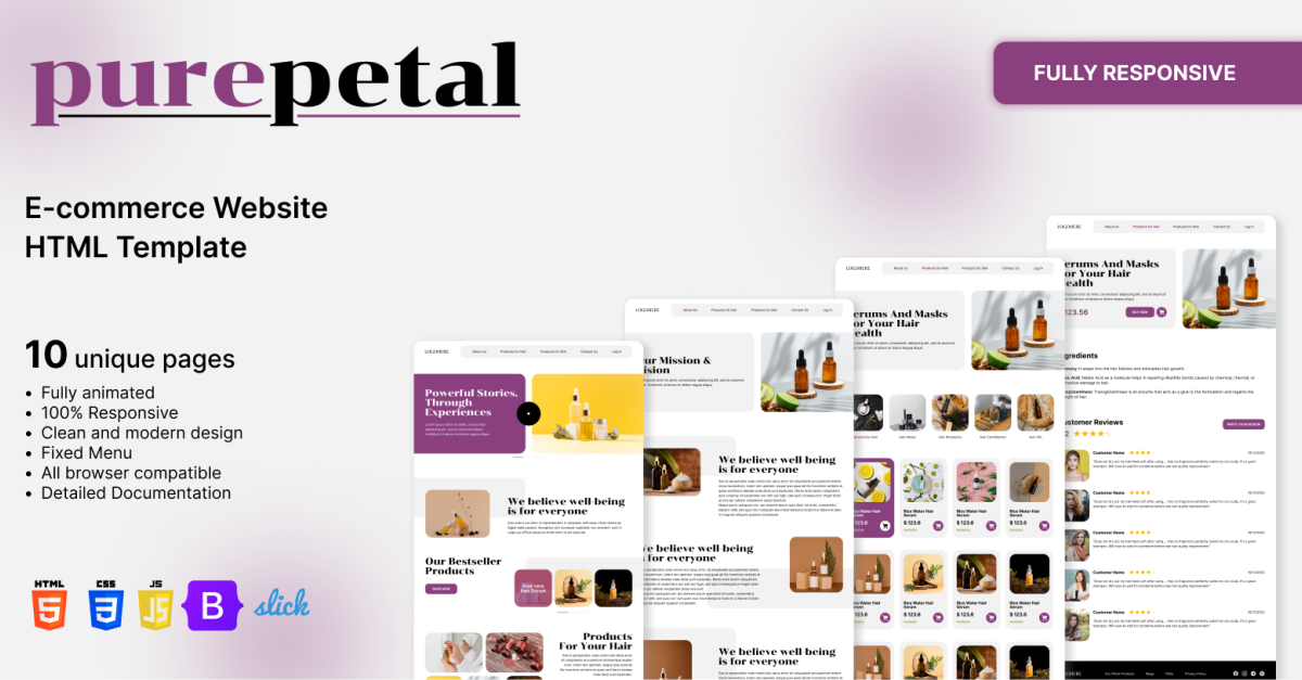 PurePetal E-commerce Website Template