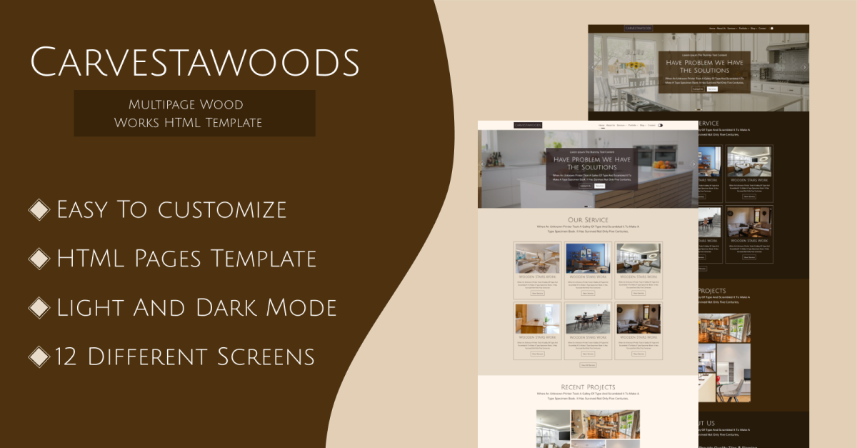 CarvestaWoods - Premium Multipage Woodwork HTML Template