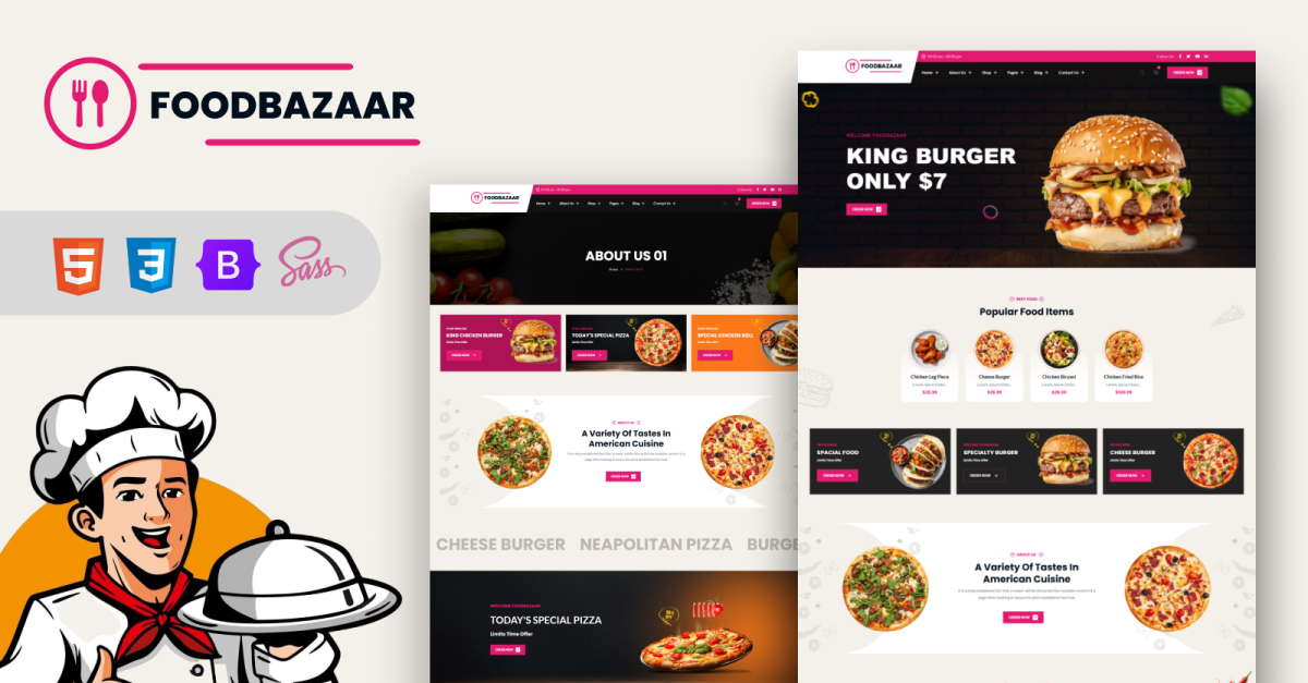 FoodBazaar - Fast Foods & Restaurants HTML5 Template