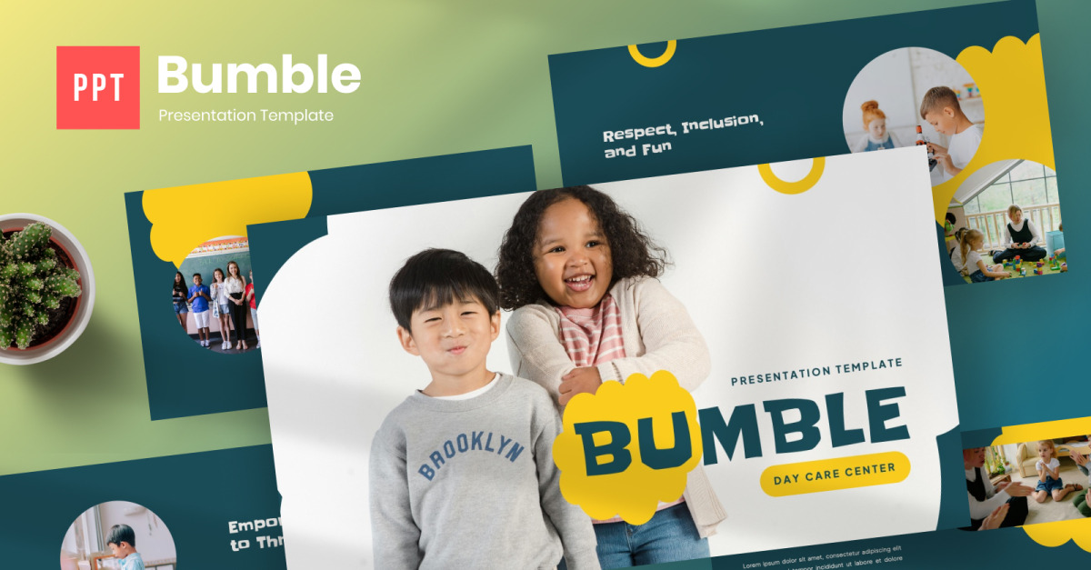 Powerpoint Bumbble Bumble – Day Care Center Шаблон PowerPoint - TemplateMonster