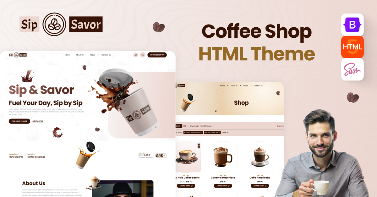 Sip Savor - Coffee Shop HTML Website Template