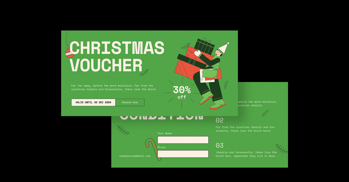 Plantilla de vale navideño ecológico - TemplateMonster