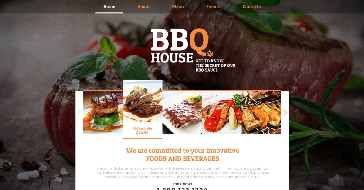 BBQ Restaurant Responsive Website Template - TemplateMonster