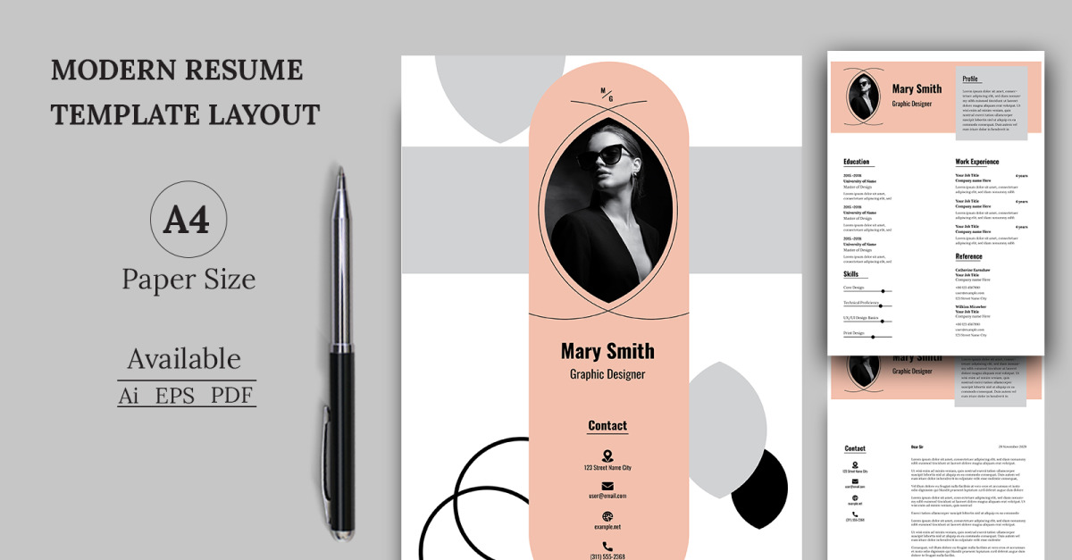 Salmon Color Resuem Template #469691 TemplateMonster