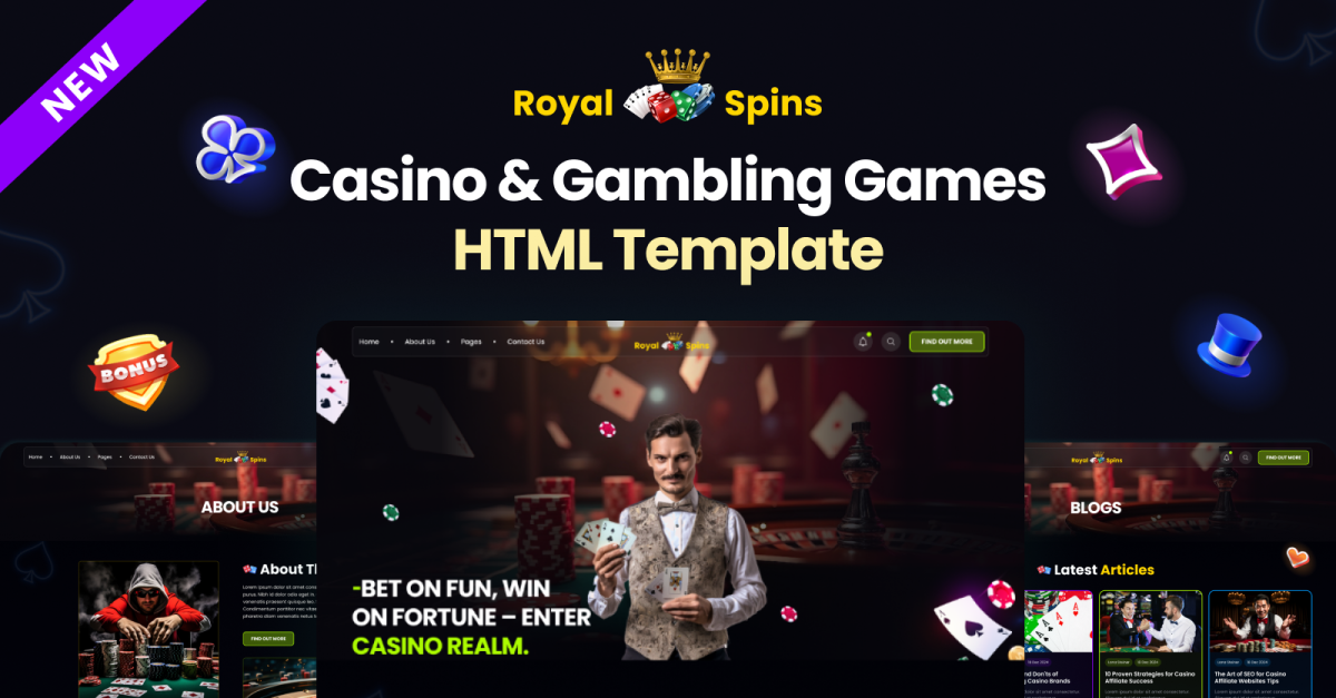 Royal Spins - Online Casino & Gambling HTML Template