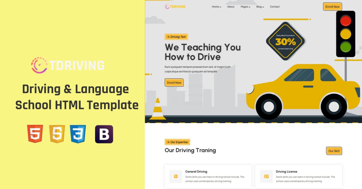 Tdriving - Driving & Language School HTML Template