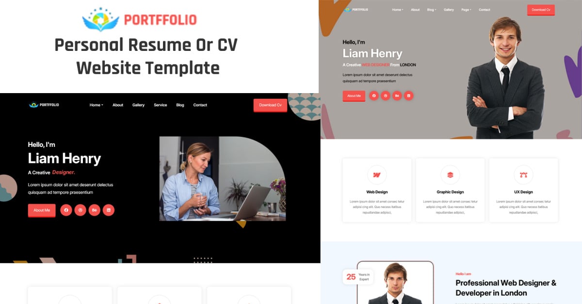 Portffolio - Personal Resume Or CV HTML Website Template