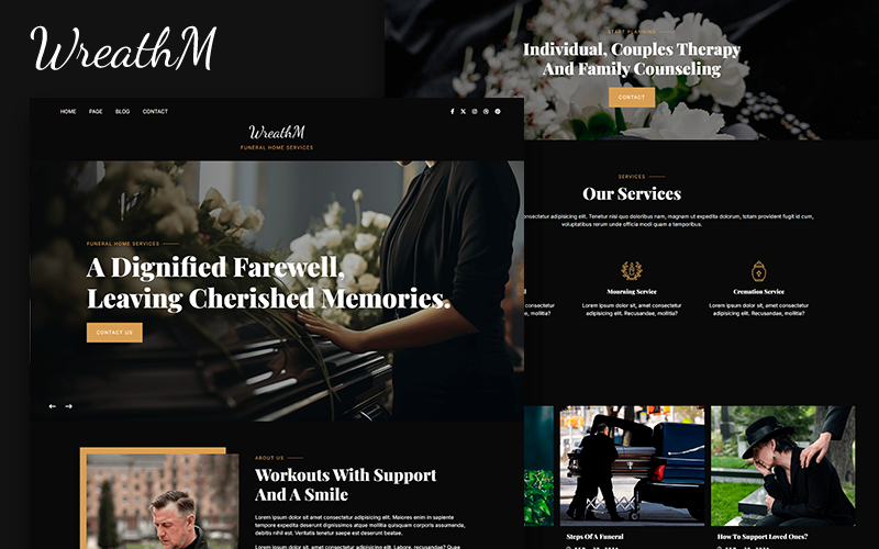 Wreathm - Funeral & Cemetery Service, Church HTML5 Template