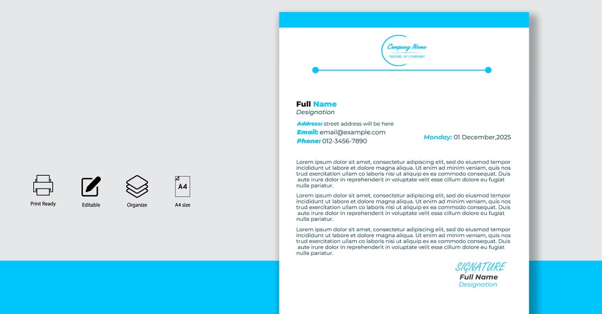 Letterhead Design Template for Official Letters - Product - 090