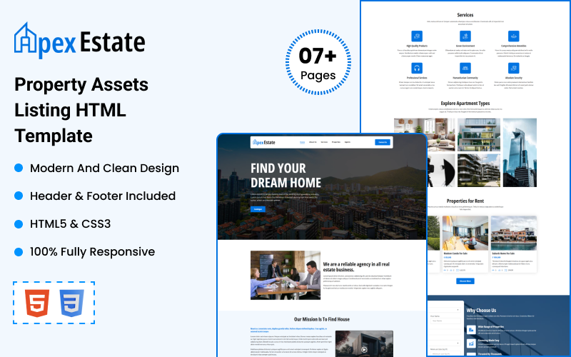 Apex Estate - Property Assets Listing HTML Template