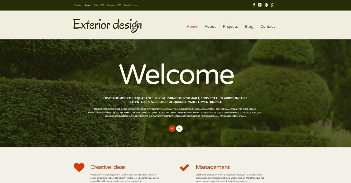 Tema WordPress reattivo per decorazioni da giardino e design esterno