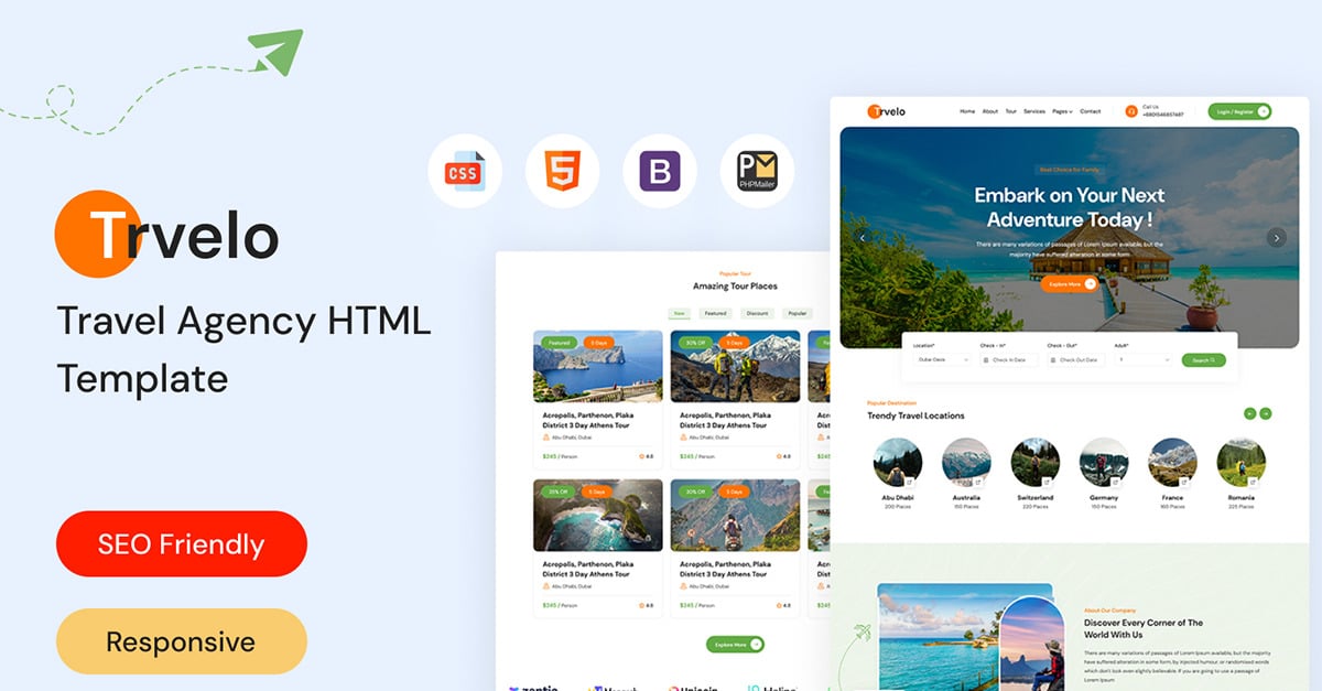 Trvelo - Tour & Travel Agency Booking HTML Template