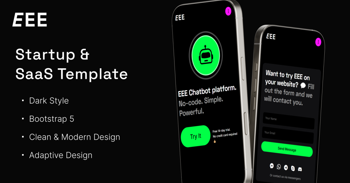 EEE - Dark Startup & SaaS Template