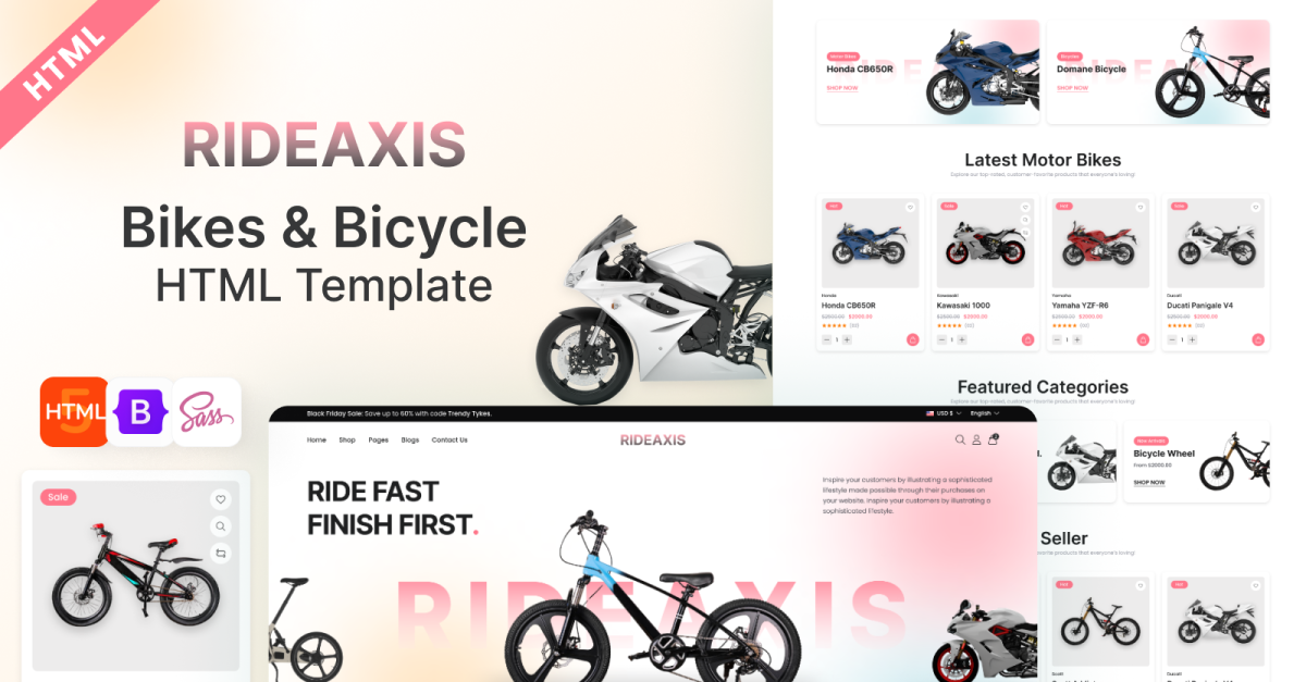 Ride Axis - Bicycle and Motor Cycle E-Commence HTML Template