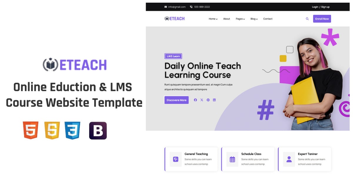 Eteach -  Online Eduction &LMS Course HTML Website Template