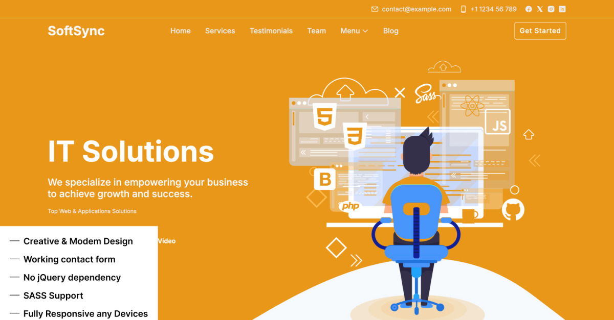 SoftSync - BT Çözümleri ve İş Hizmetleri Çok Amaçlı Duyarlı Web Sitesi ...